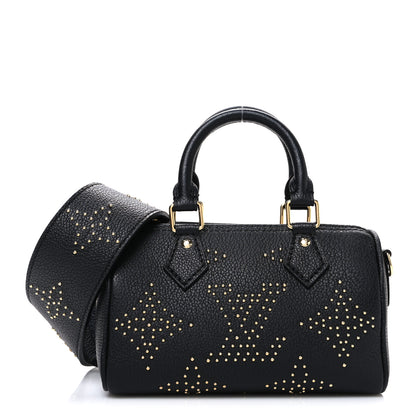 Louis Vuitton Grained Calfskin Studded Monogram Giant Nano Speedy Black 1 of 9