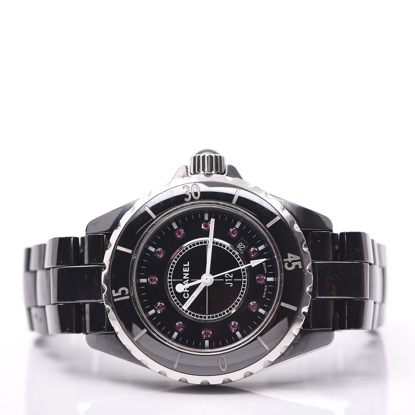 Stainless Steel Ceramic Ruby 33mm J12 Quartz Watch Black