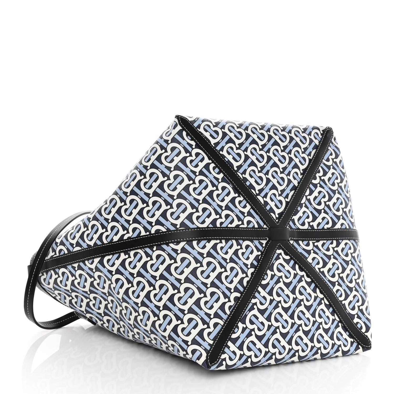Burberry Cotton Canvas Monogram TB Print Tote Cobalt Black 7 of 14
