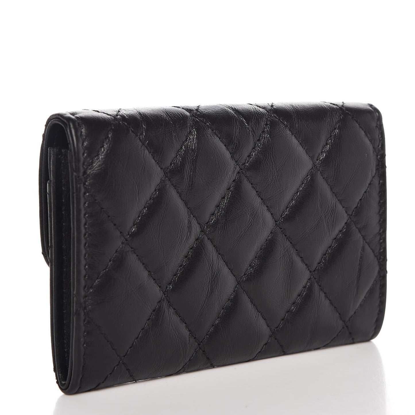Aged Calfskin Quilted Reissue Flap Card Holder So Black