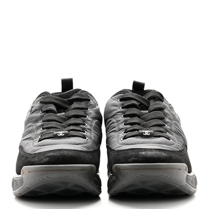 Chanel Nylon Suede Calfskin CC Sneakers 40 Black 2 of 11
