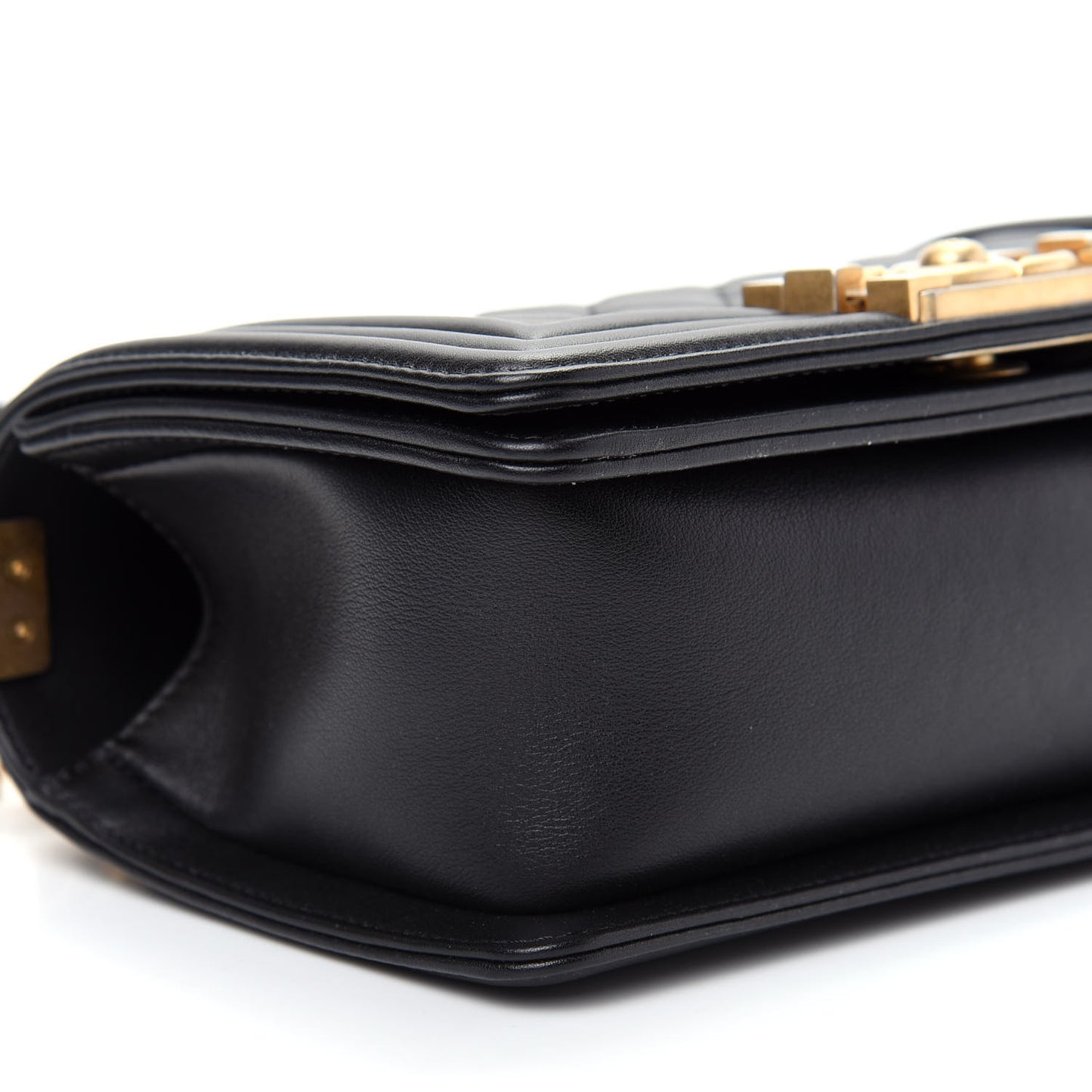 Calfskin Quilted Small Boy Flap Black