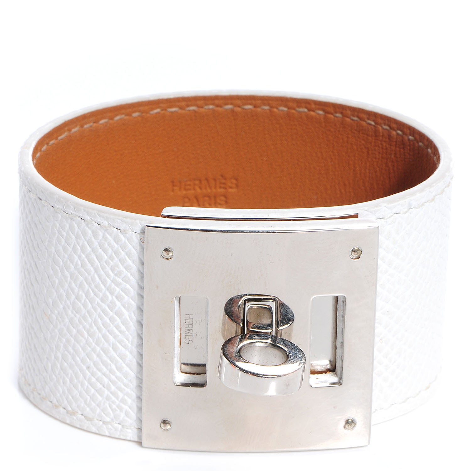 Hermes Epsom Kelly Dog Bracelet White 1 of 7