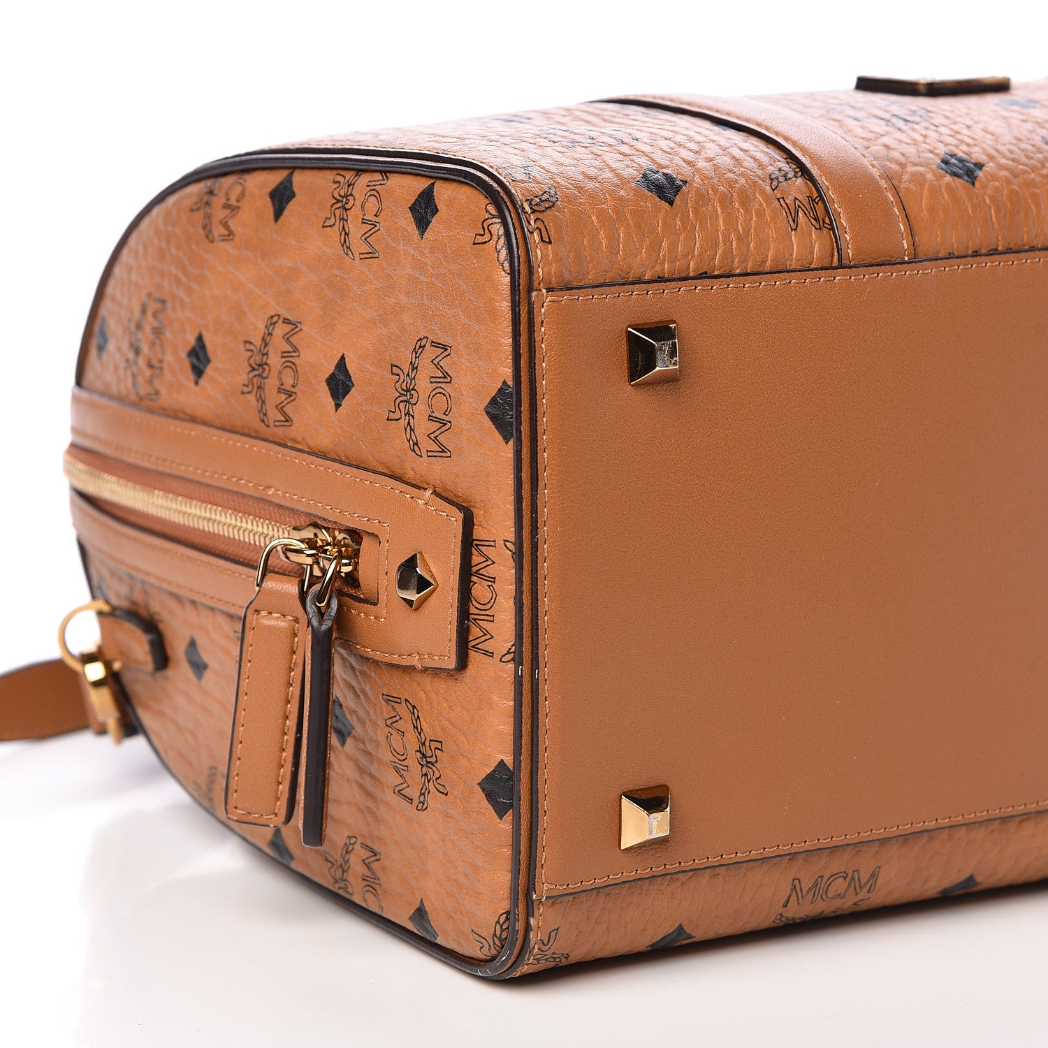 MCM Visetos Medium Boston Bag Cognac 9 of 11