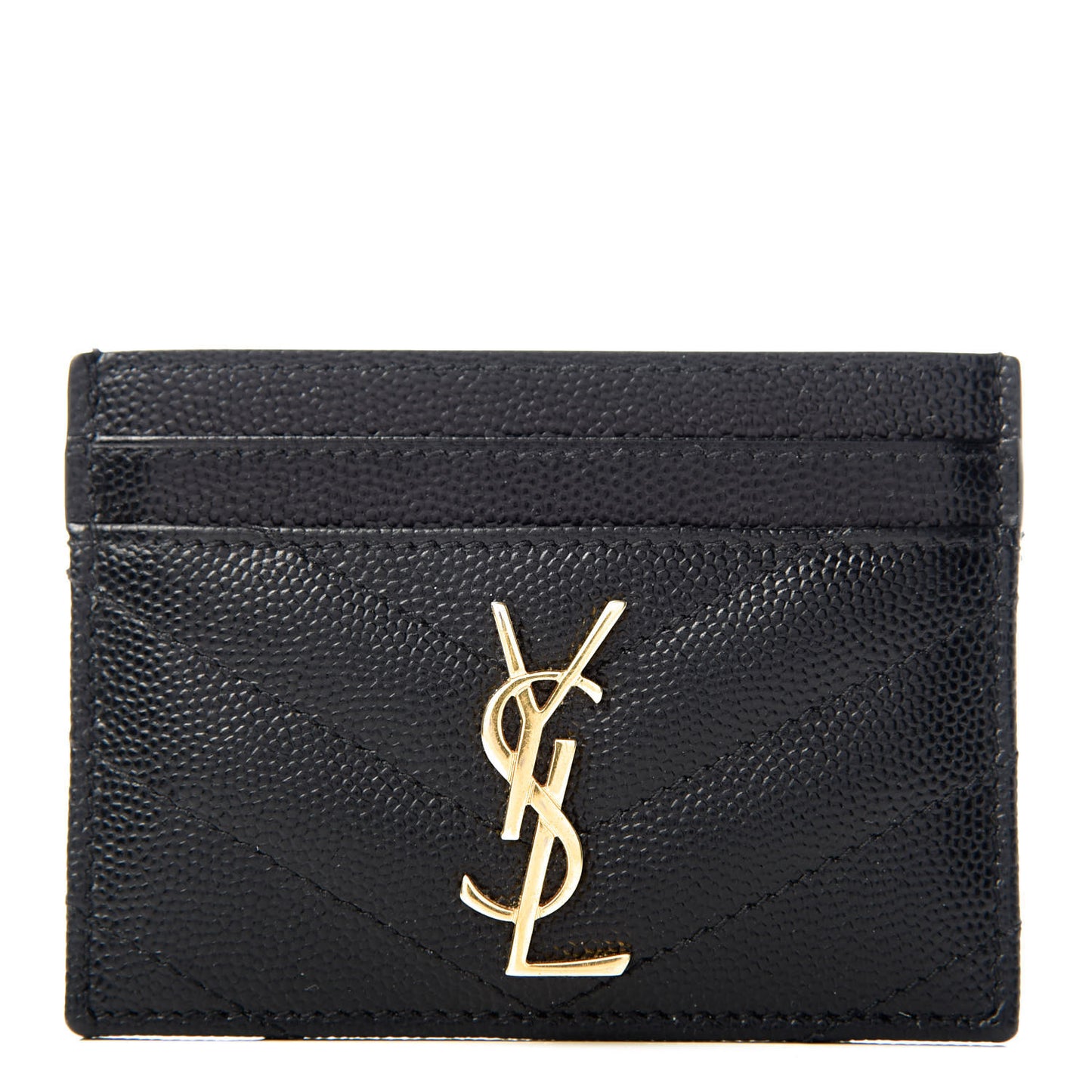 Grain De Poudre Matelasse Chevron Monogram Credit Card Case Black