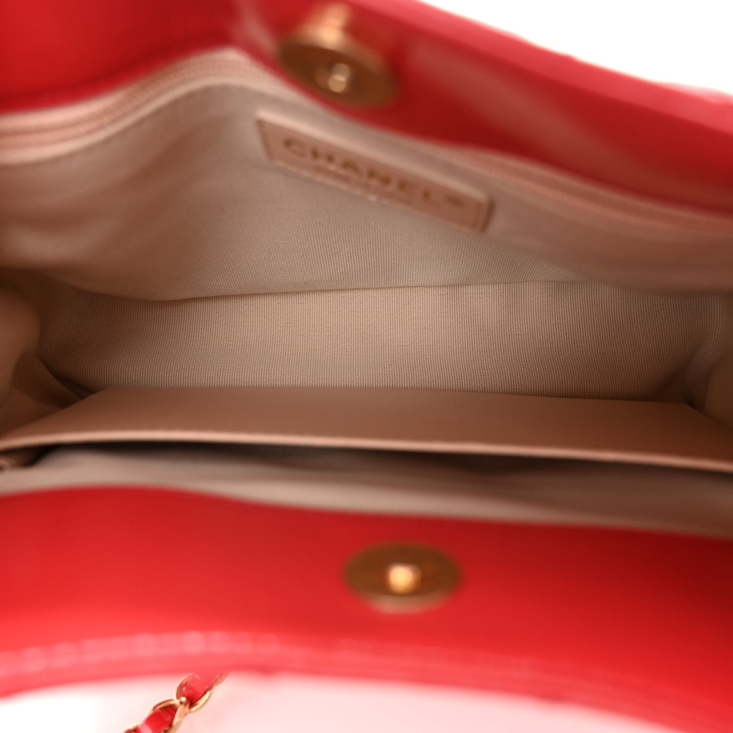 Shiny Crumpled Calfskin Quilted Wavy CC Hobo Red
