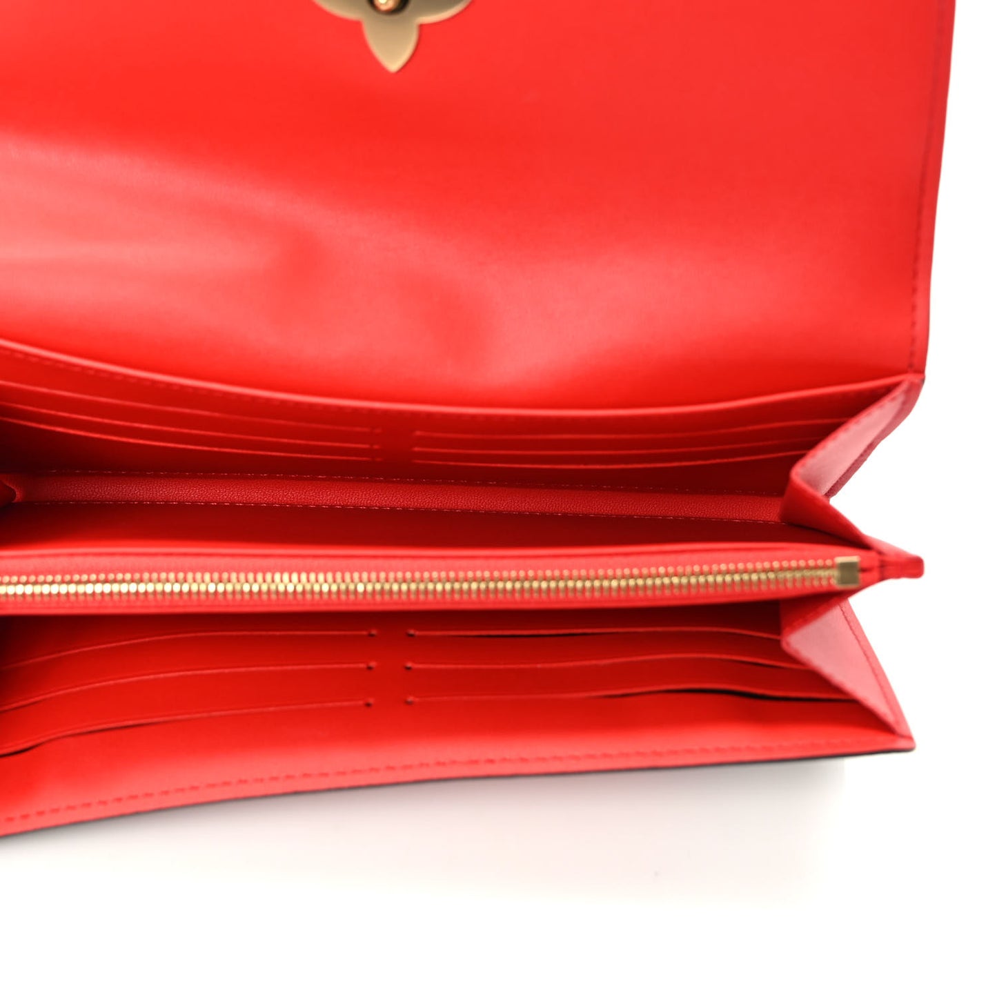 Monogram Flower Lock Long Wallet Coquelicot