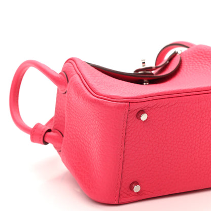 Hermes Taurillon Clemence Mini Lindy 20 Rose Extreme 8 of 10