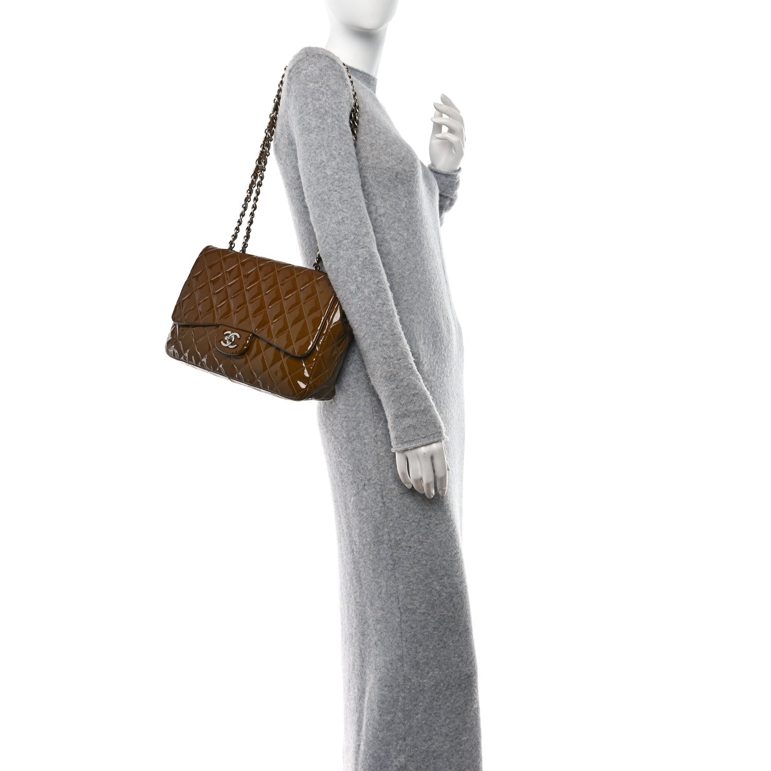 Chanel Patent Quilted Jumbo Single Flap Brown 2 of 12
