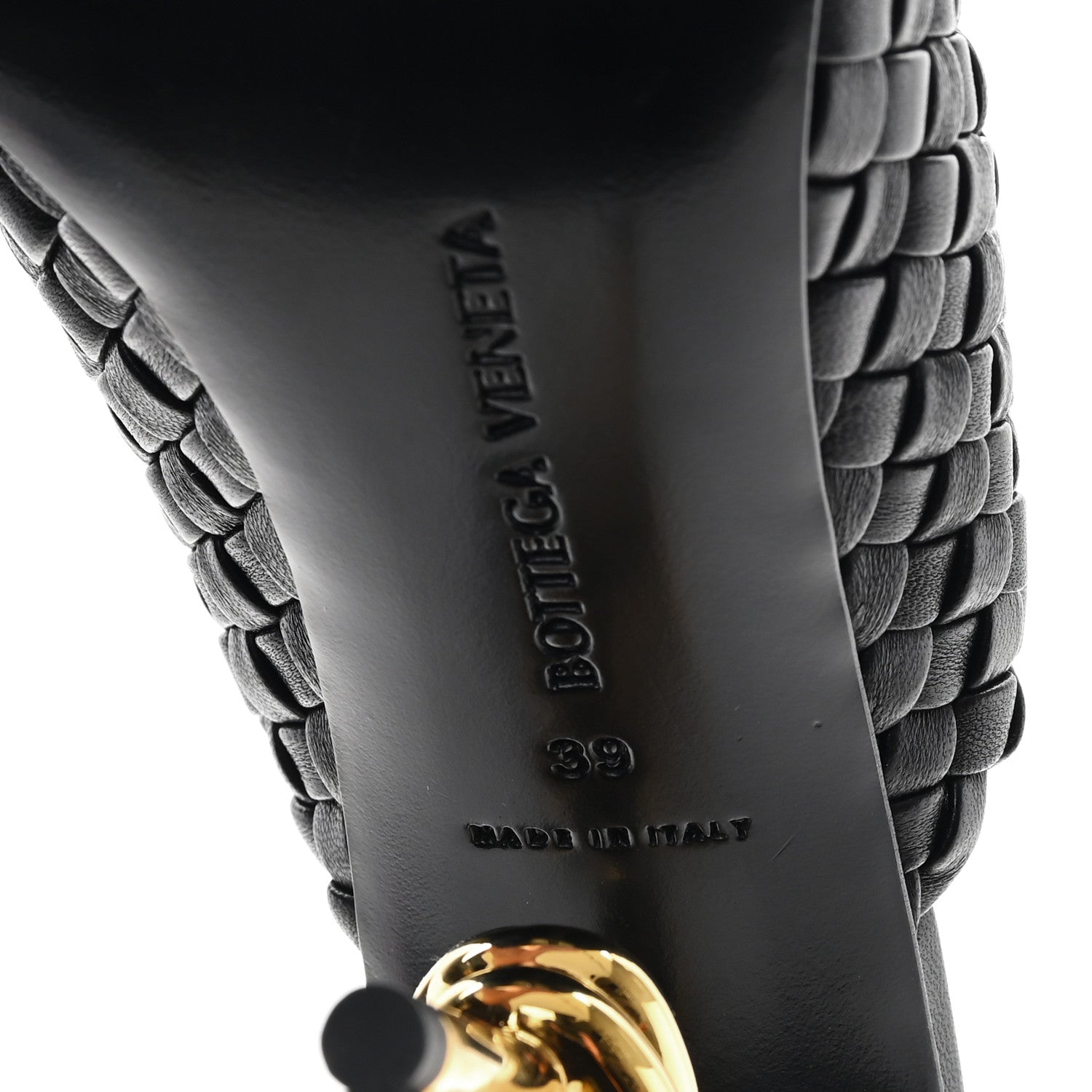 Bottega Veneta Soft Lambskin Intrecciato High Heel Knot Mules 39 Black 7 of 9