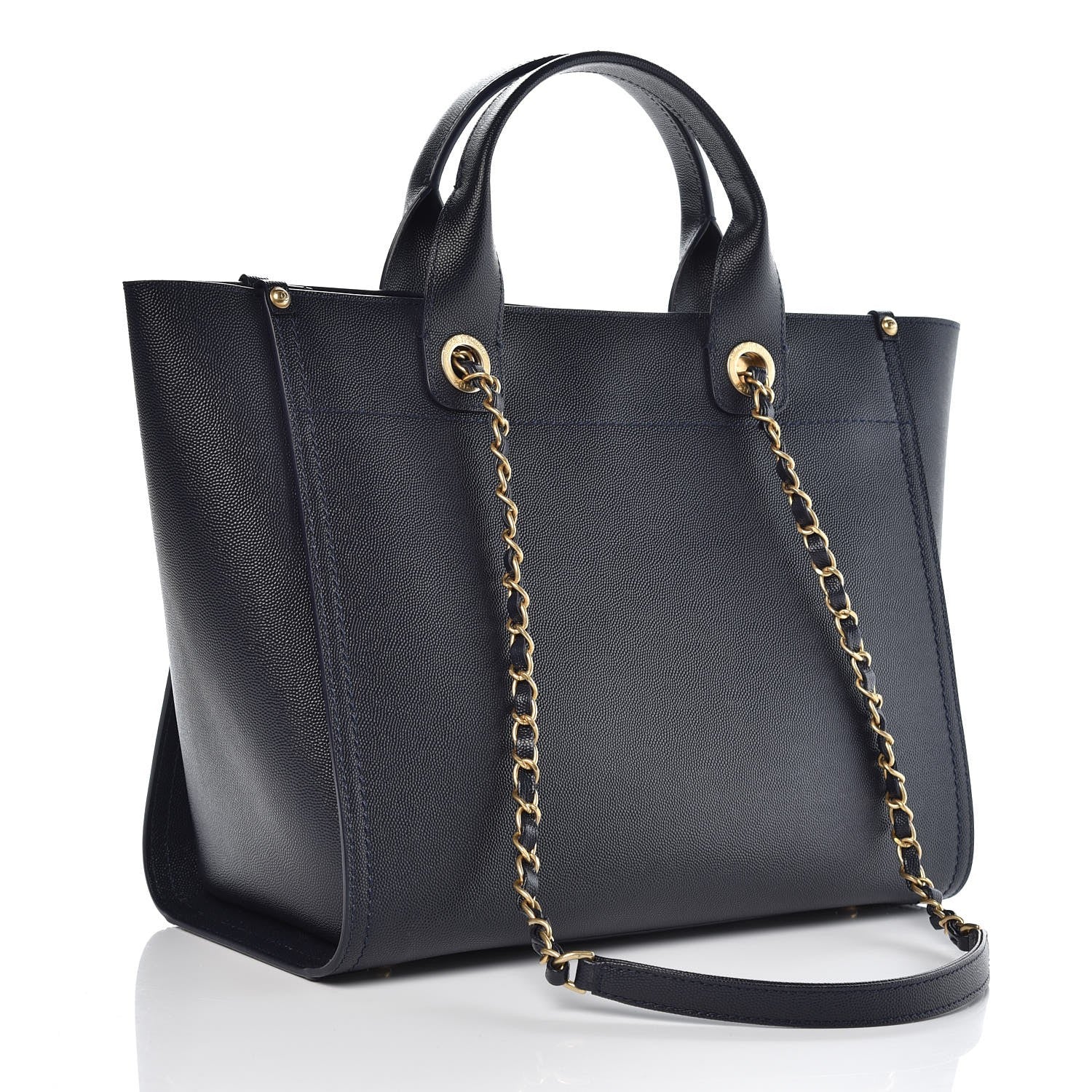 Chanel Caviar Small Studded Deauville Tote Blue 3 of 8