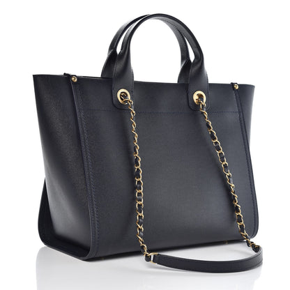 Chanel Caviar Small Studded Deauville Tote Blue 3 of 8