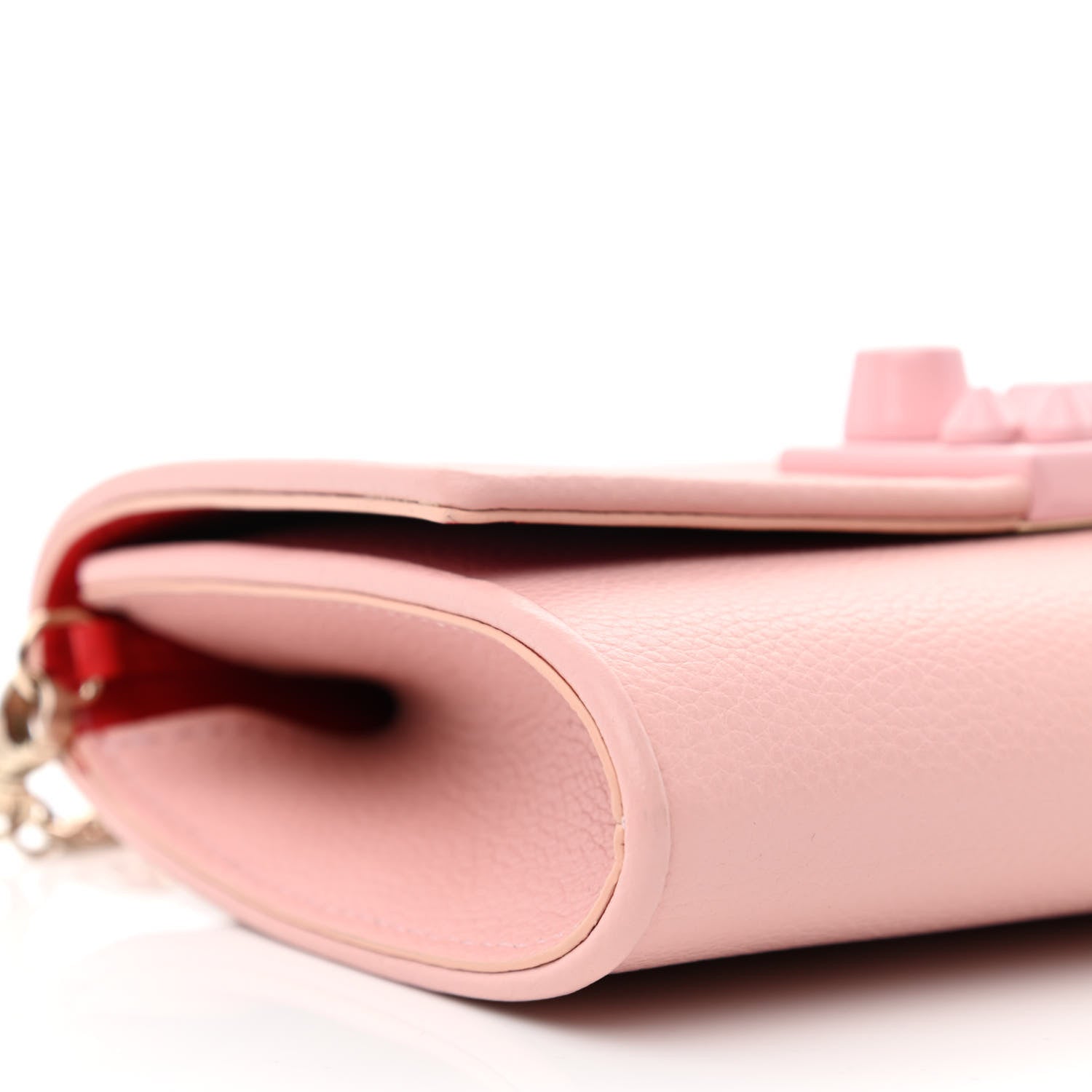 Christian Louboutin Calfskin Studded Flap Carasky Clutch Rosy 8 of 10