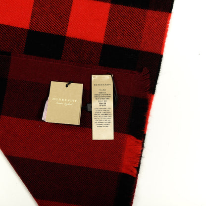Burberry Wool Cashmere Giant Exploded Check Fringe Scarf Claret 3 of 3