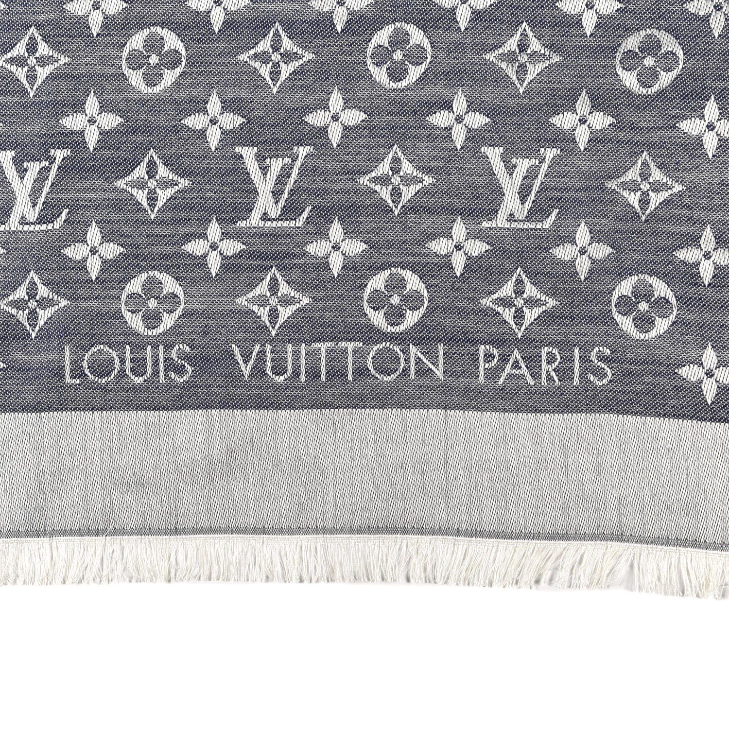 Louis Vuitton Silk Wool Monogram Denim Shawl Blue 2 of 4