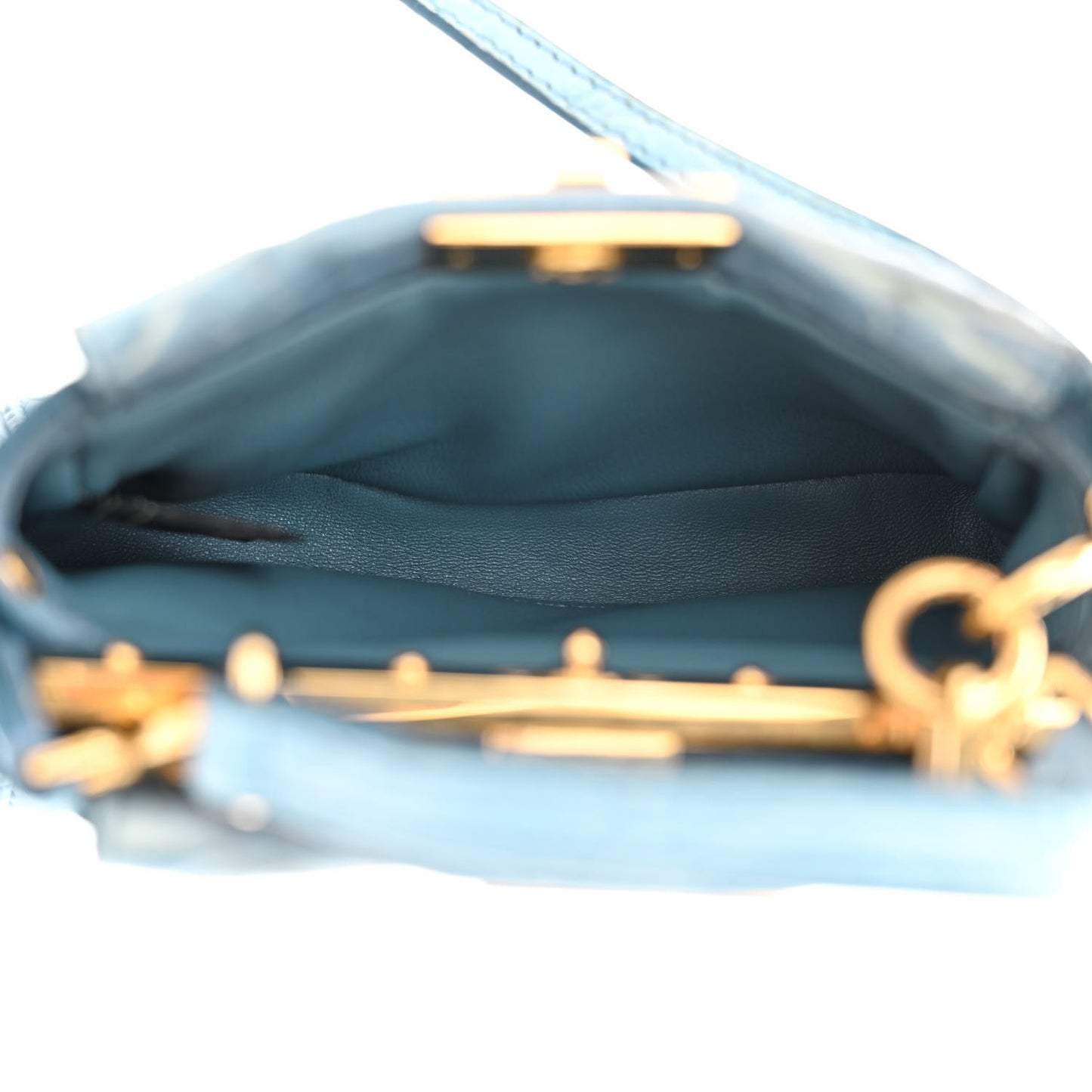 Shiny Crocodile Shiny Nappa Micro Peekaboo Iconic Satchel Blue