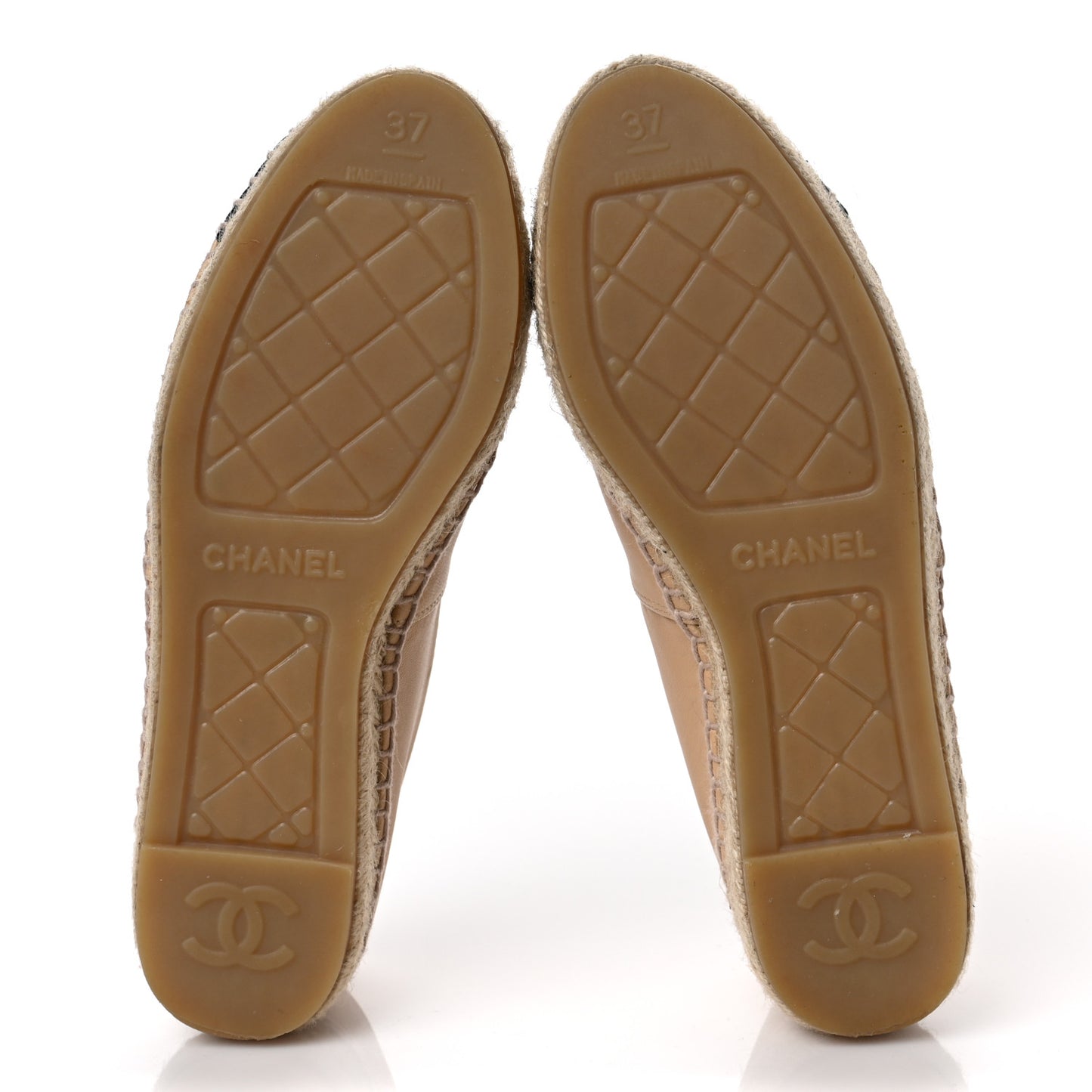 Lambskin CC Espadrilles 37 Beige Black