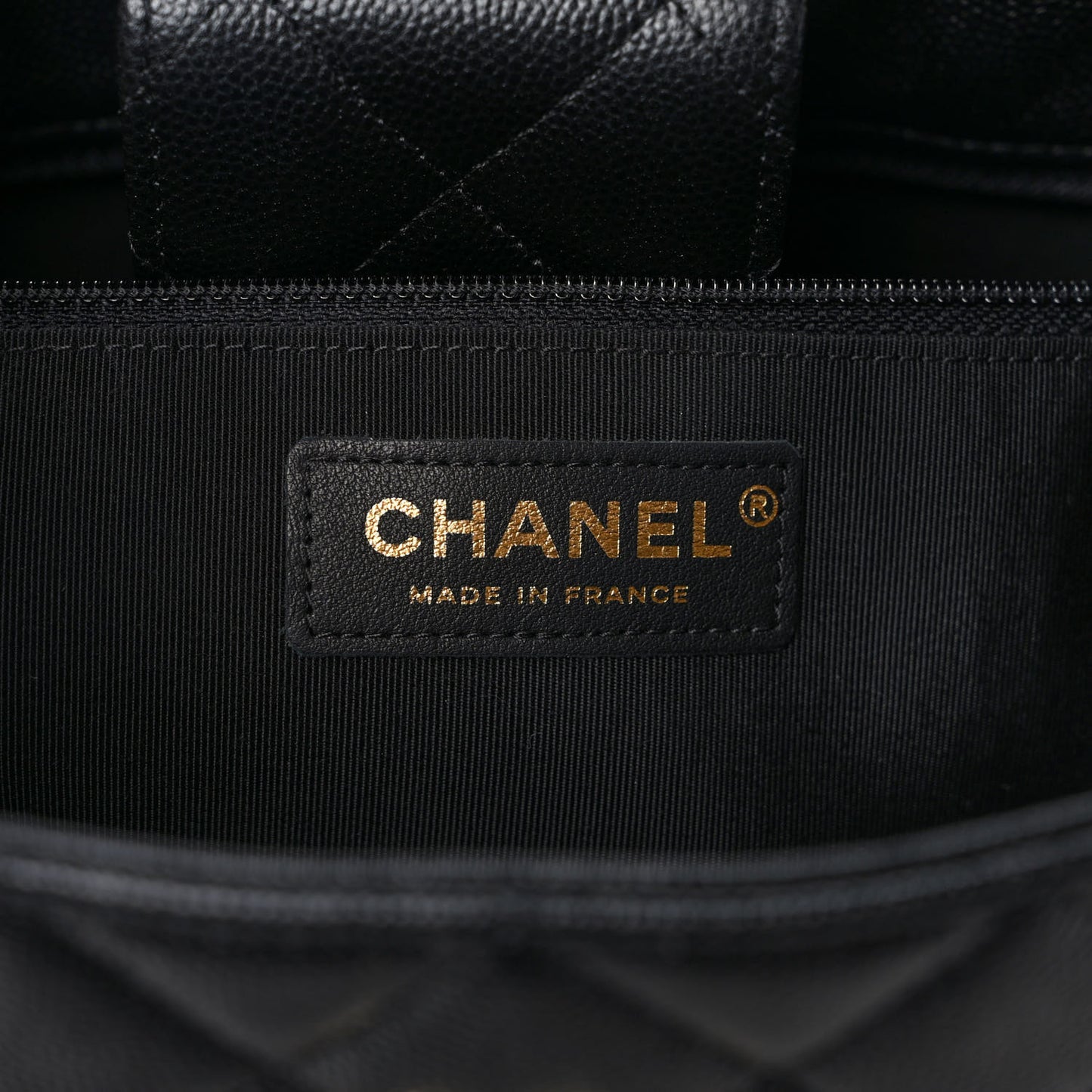 Caviar Quilted Large Shopping Tote Black