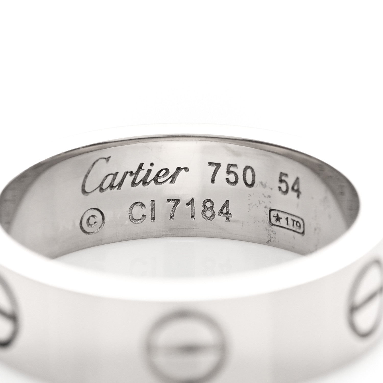 Cartier 18K White Gold 5.5mm LOVE Ring 54 6.75 3 of 5