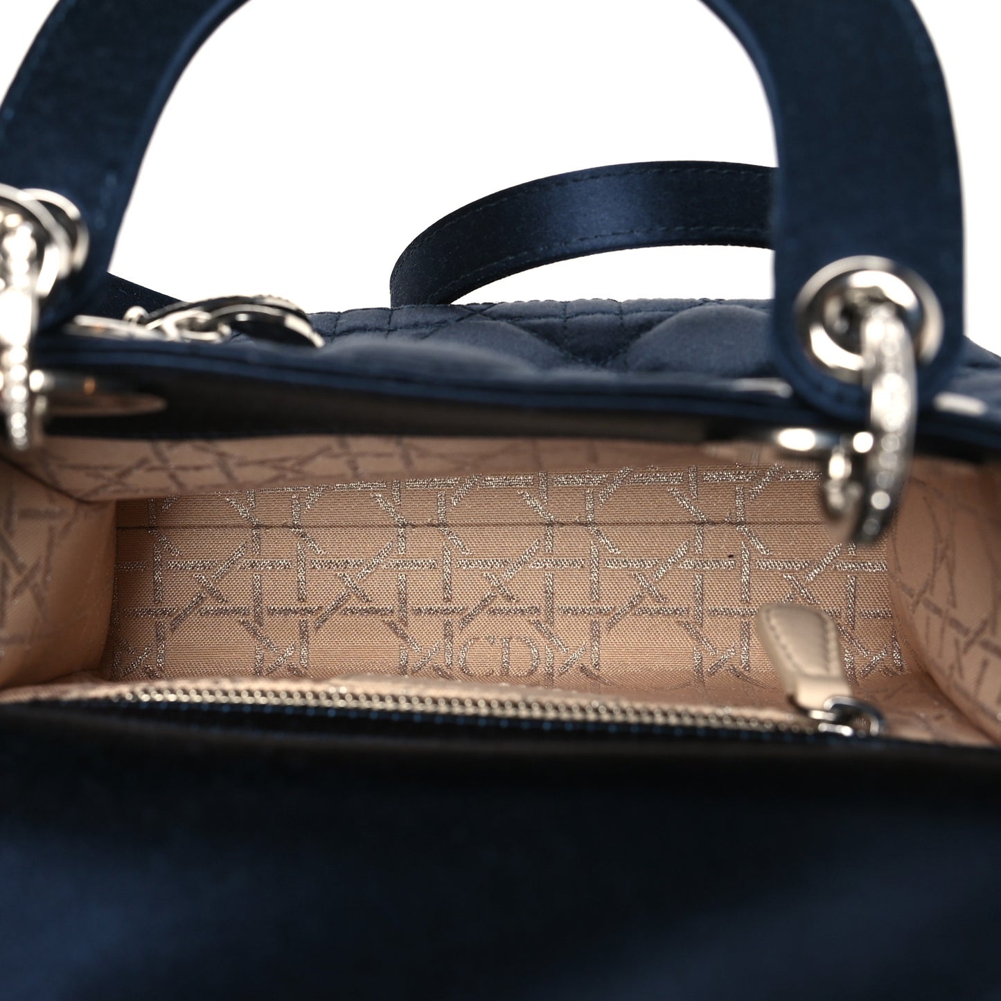 Satin Crystal Cannage Mini Lady Dior Navy