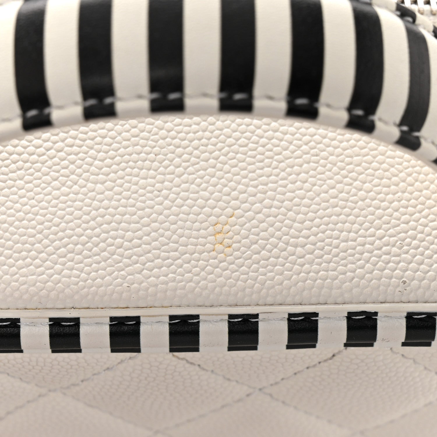 Chanel Caviar Quilted Striped Medium CC Filigree Vanity Case White Black 14 of 15