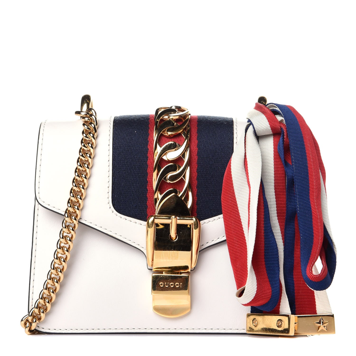 Gucci Calfskin Mini Sylvie Chain Shoulder Bag White 1 of 9