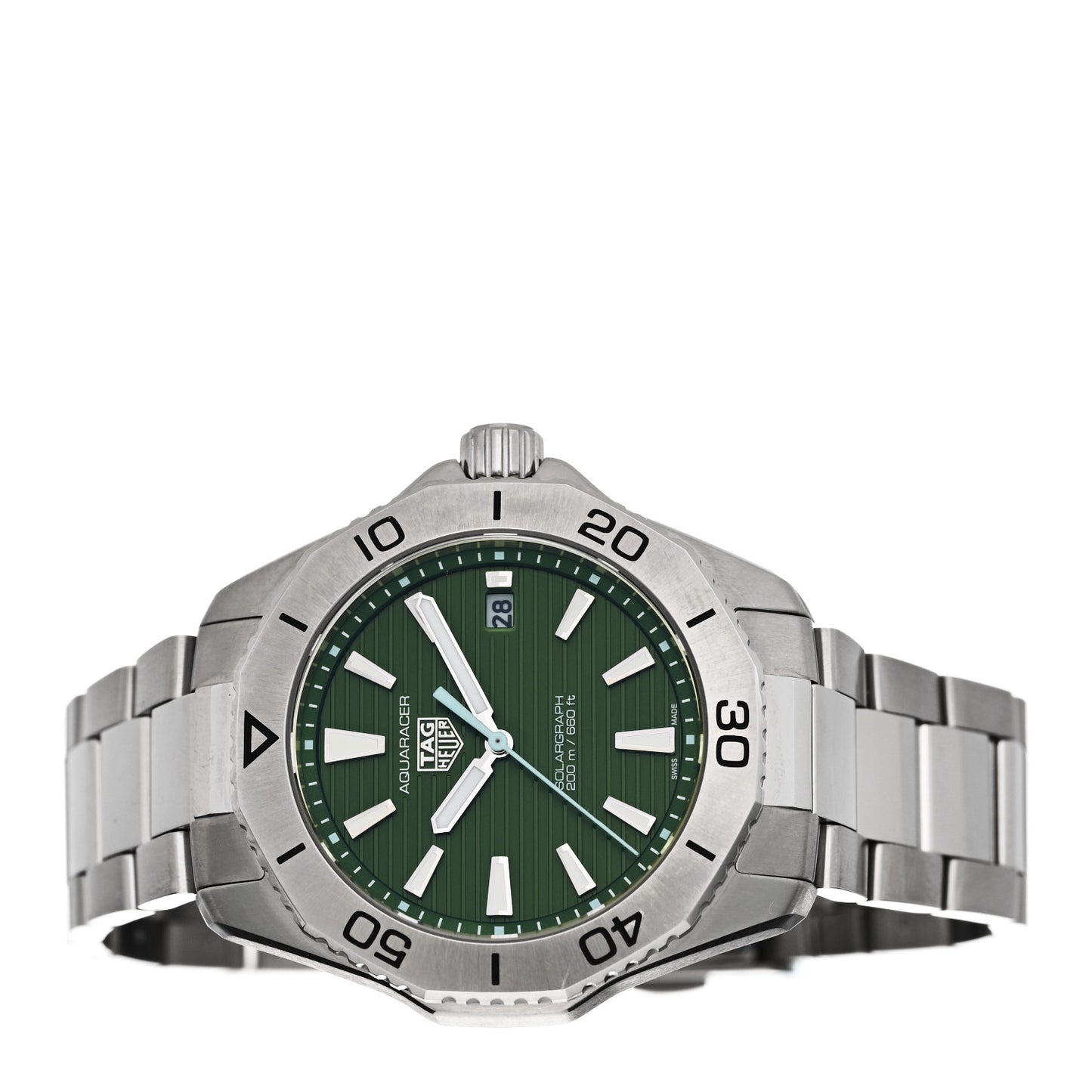 Stainless Steel 40mm Aquaracer Professional 200 Solargraph Automatic Watch Green WBP1115
