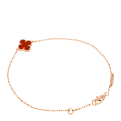 Van Cleef & Arpels 18K Rose Gold Carnelian Sweet Alhambra Bracelet 2 of 5