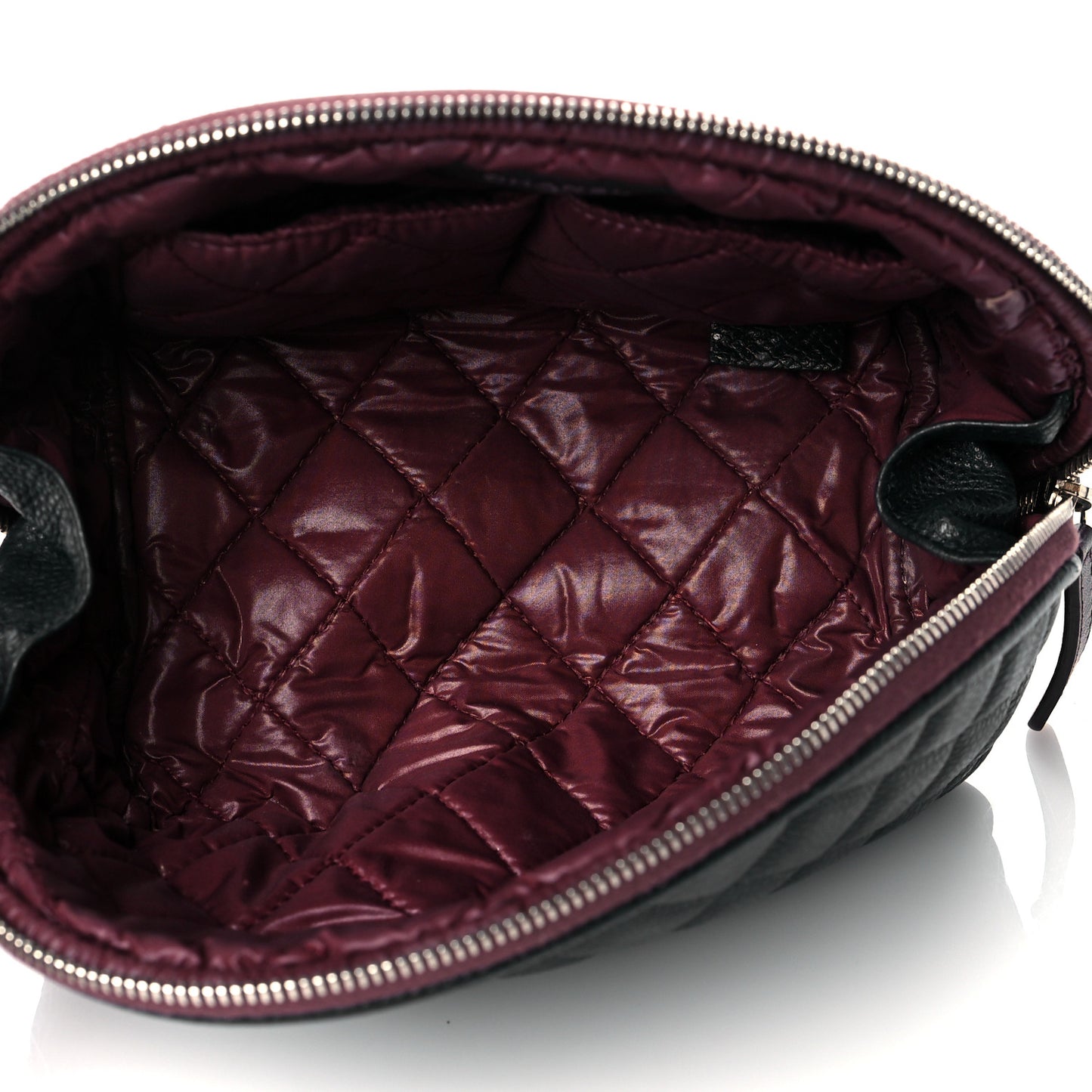Caviar Quilted Small Curvy Cosmetic Case Black