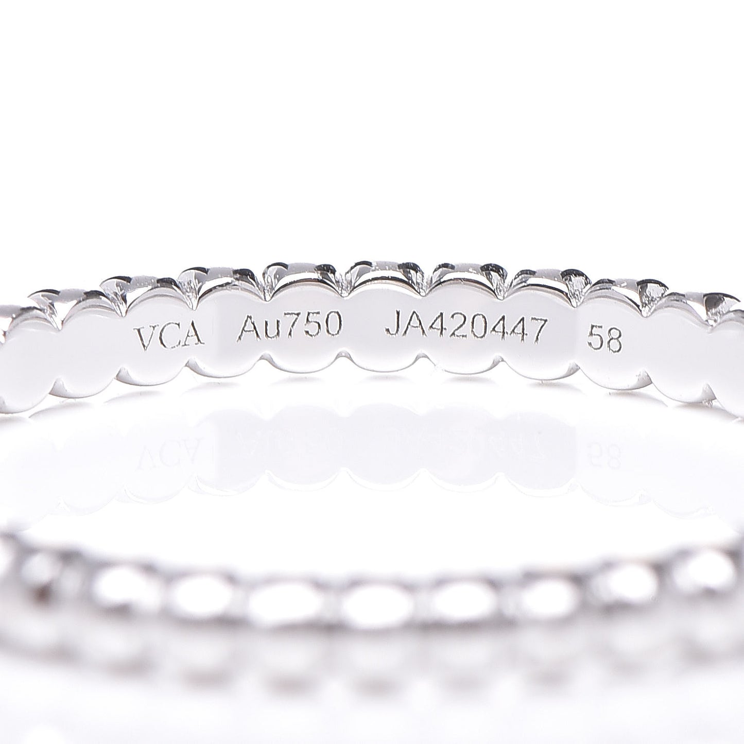 18K White Gold Small Perlee Ring 58 8.25