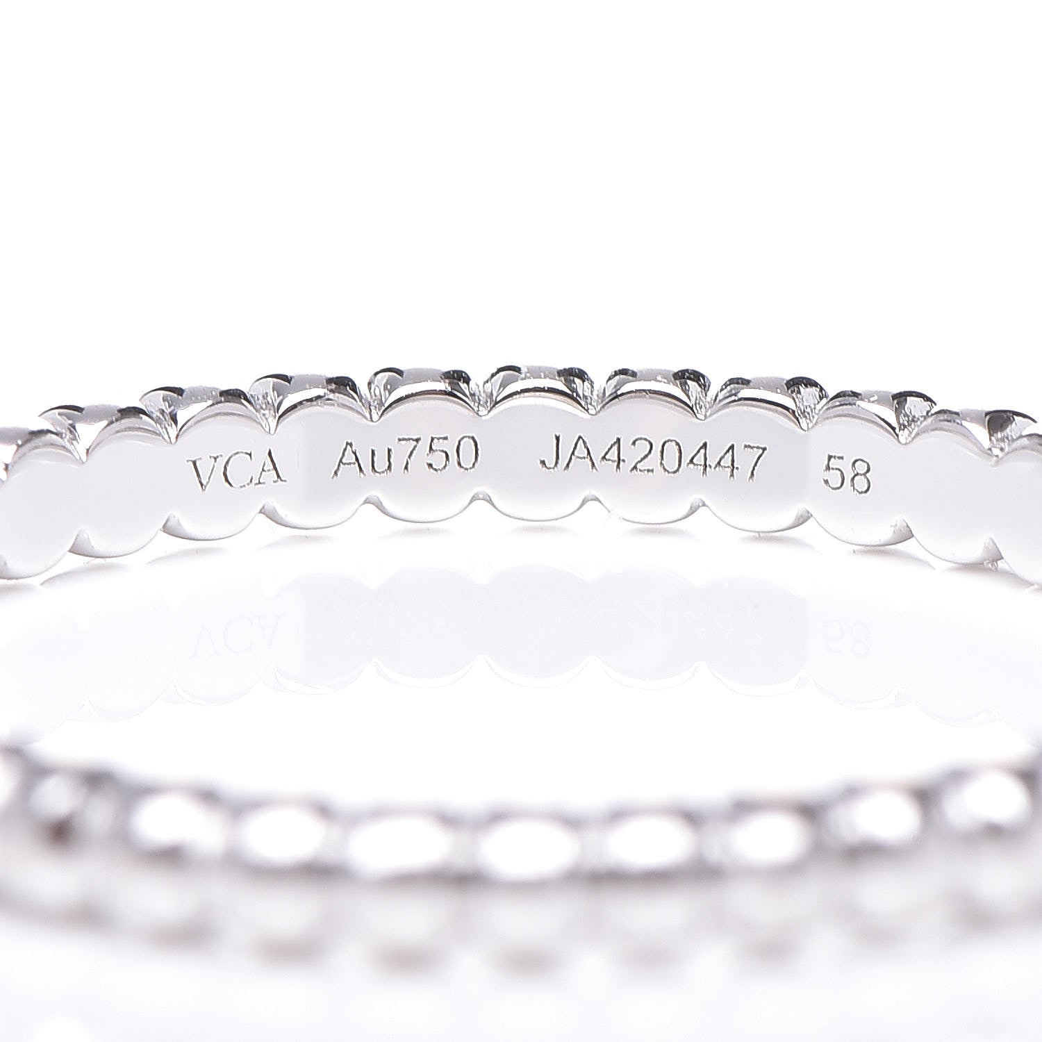 Van Cleef & Arpels 18K White Gold Small Perlee Ring 58 8.25 4 of 5