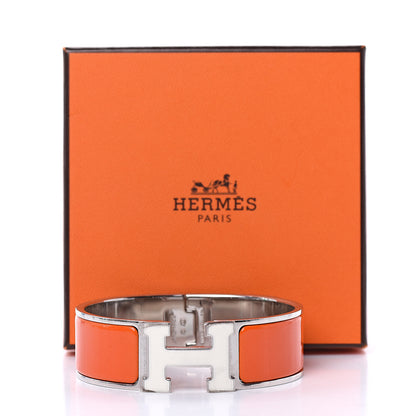 Hermes Enamel Wide Clic Clac H Bracelet GM Orange White 6 of 6