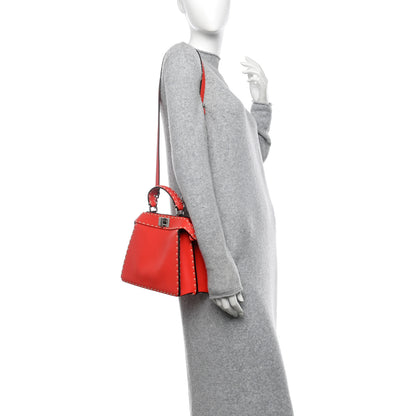 Fendi Vitello Granato Camoscio Selleria Macro Stitchings Small Peekaboo I SEE U Satchel Tullipano 2 of 10