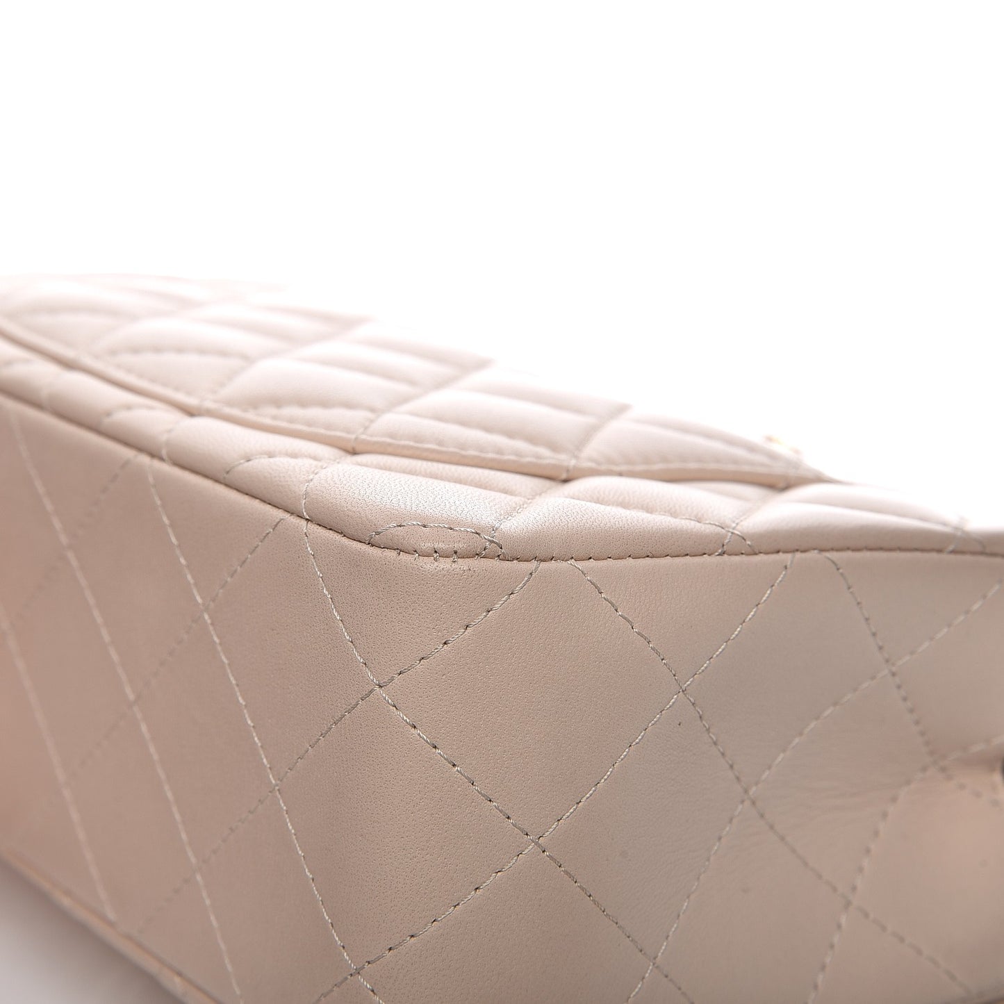 Lambskin Quilted Mini Rectangular Flap Light Beige