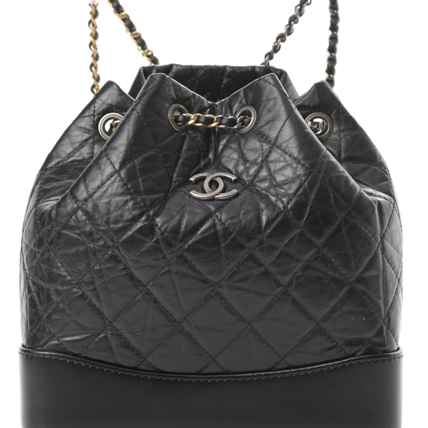 Aged Calfskin Quilted Small Gabrielle Backpack Black