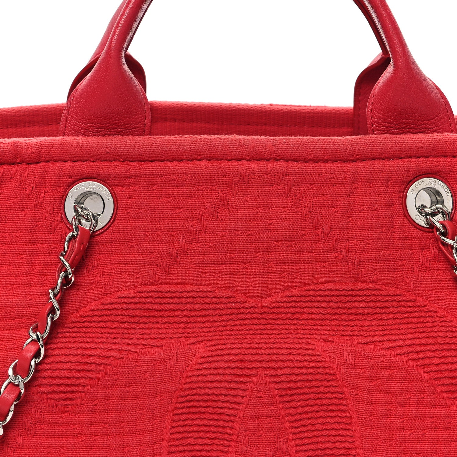 Chanel Canvas Large Double Face Shopping Tote Red 8 of 12