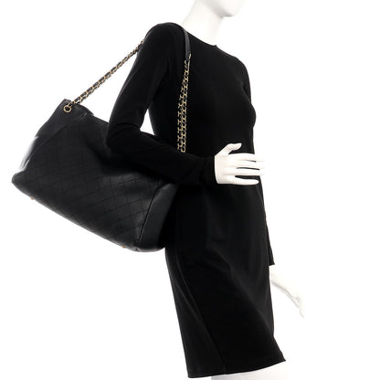 Chanel Grained Calfskin Stitched Large Supple Rock Shopping Tote Black 2 of 8