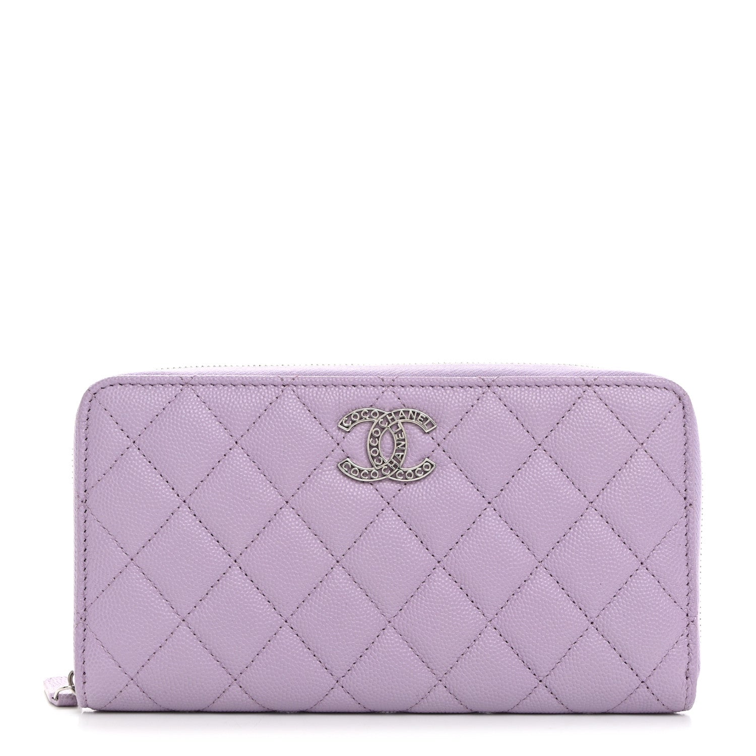 Chanel Caviar Quilted CC Logo Long Zipped Wallet Light Purple 1 of 9