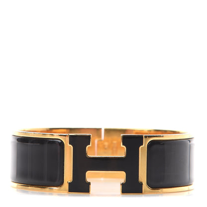 Hermes Enamel Wide Clic Clac H Bracelet PM Black 1 of 3