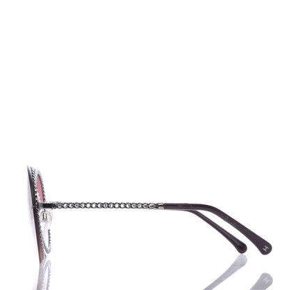 Chanel Round Removable Triple Hanging Chain Sunglasses 4245 Pink Silver 3 of 7