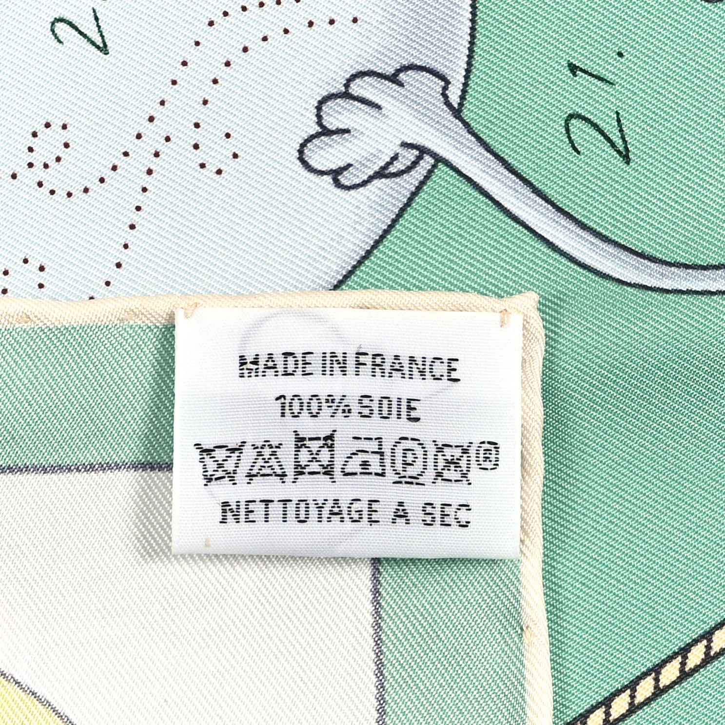Hermes Silk Tea For Two Scarf 90 Vert Jade White 1895611