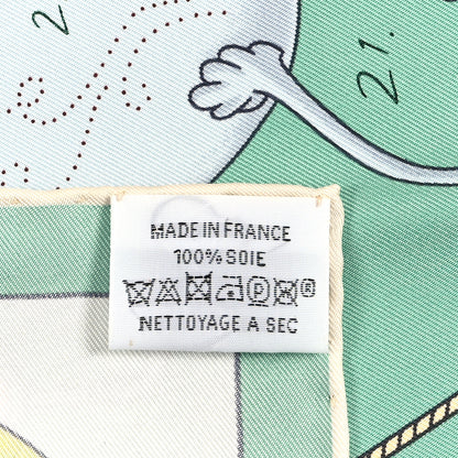 Hermes Silk Tea For Two Scarf 90 Vert Jade White 3 of 3