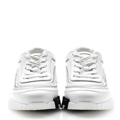 Hermes Calfskin Herringbone Braided Bouncing Sneakers 37 White 2 of 9