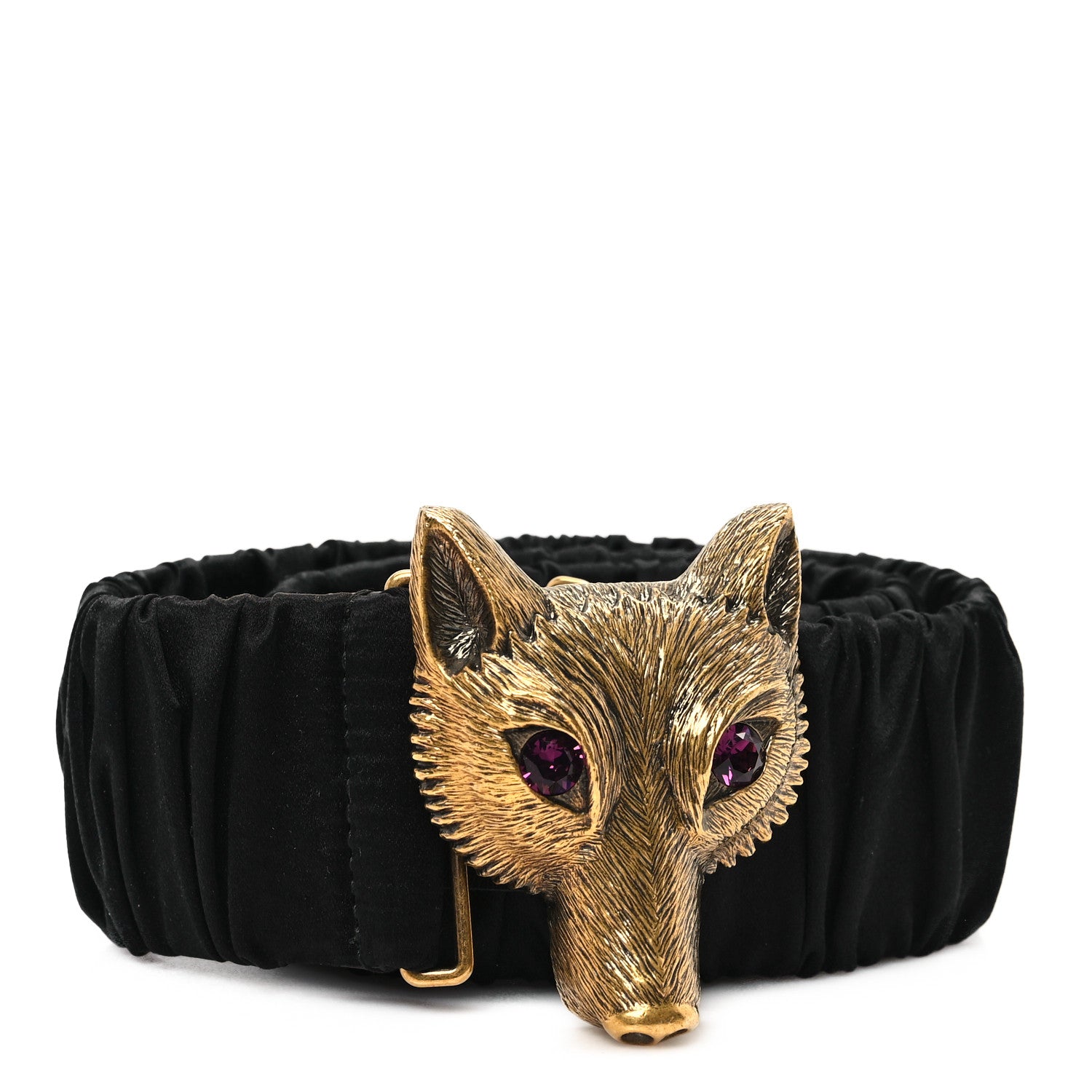 Gucci Satin Fox Head Buckle Belt 85 34 Black 1 of 3