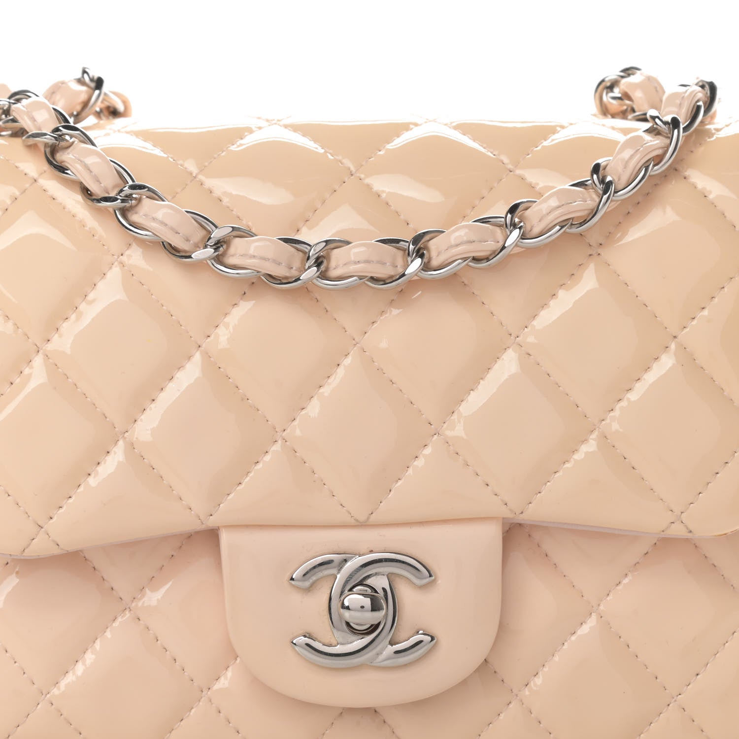 Chanel Patent Quilted Mini Square Flap Light Pink 8 of 14