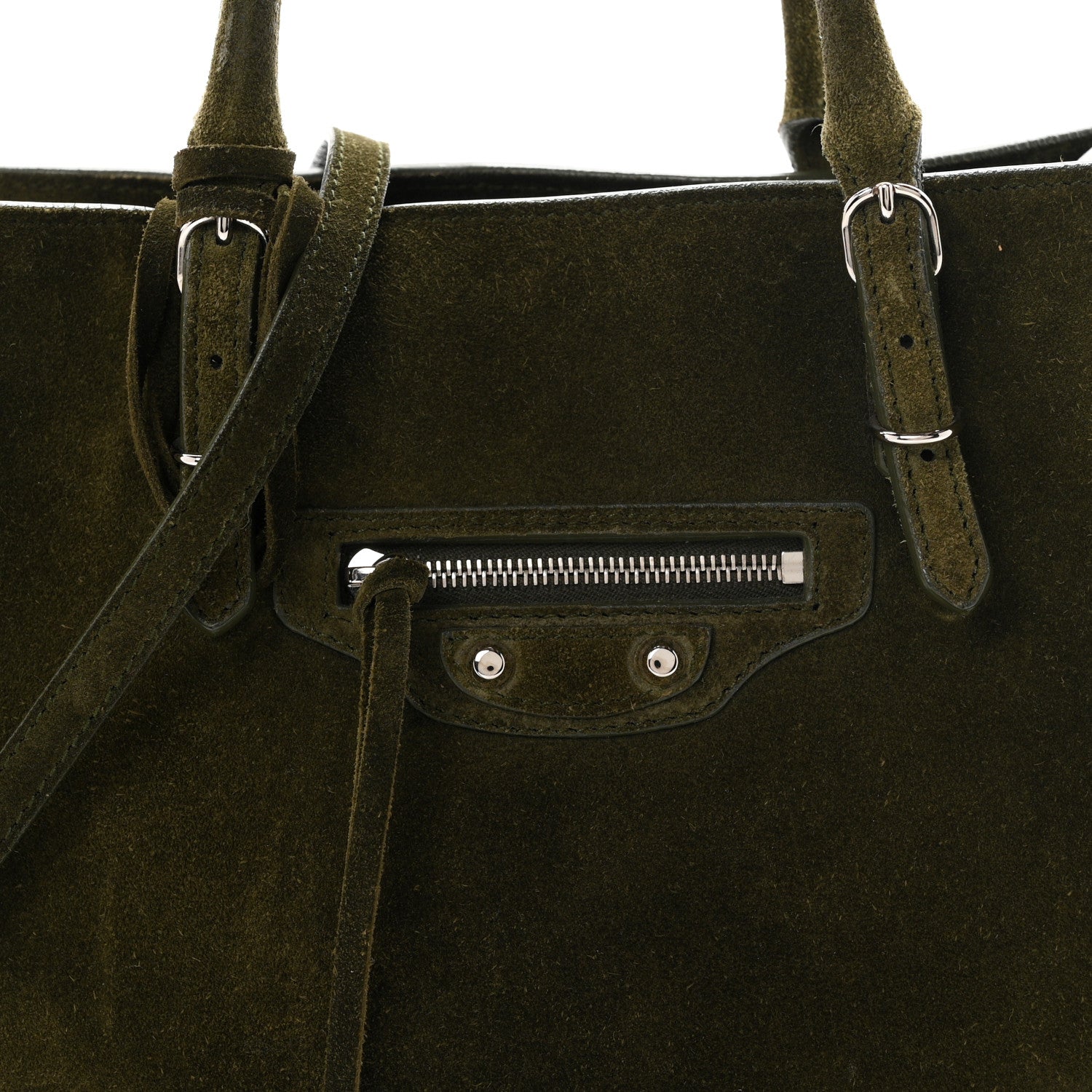 Balenciaga Baby Daim Calf Suede Papier Mini A4 Zip Around Tote Vert Militaire 8 of 10