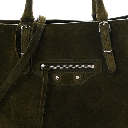Balenciaga Baby Daim Calf Suede Papier Mini A4 Zip Around Tote Vert Militaire 8 of 10