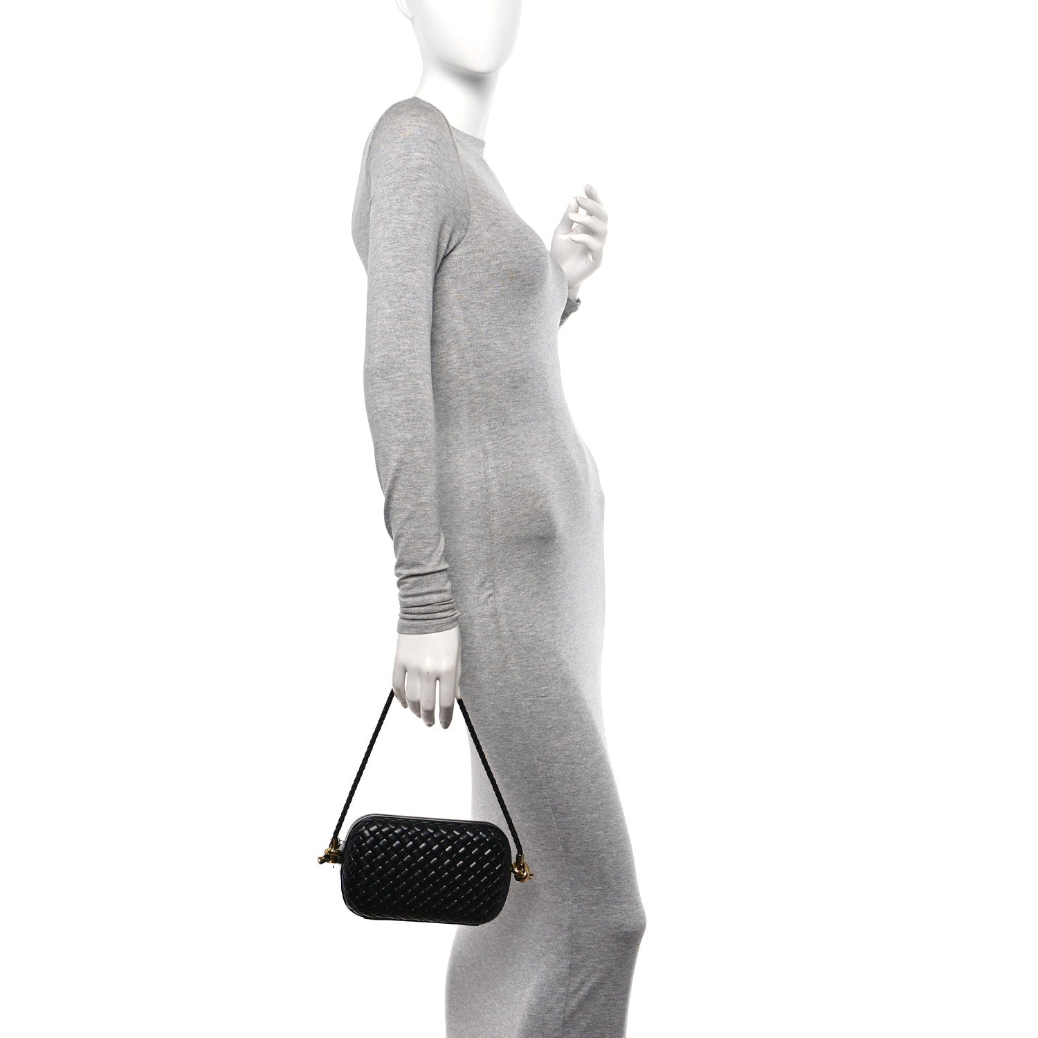 Bottega Veneta Calfskin Intrecciato Knot On Strap Black 2 of 9