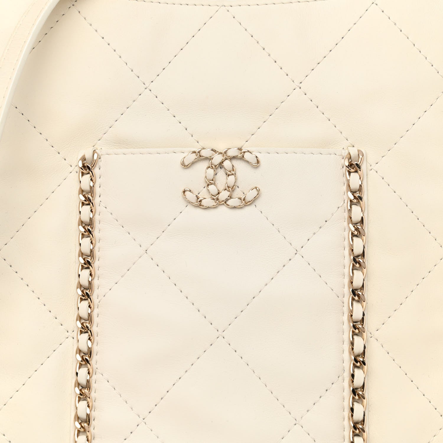 Chanel Calfskin Quilted Fringe Small Shopping Bag White 8 of 13