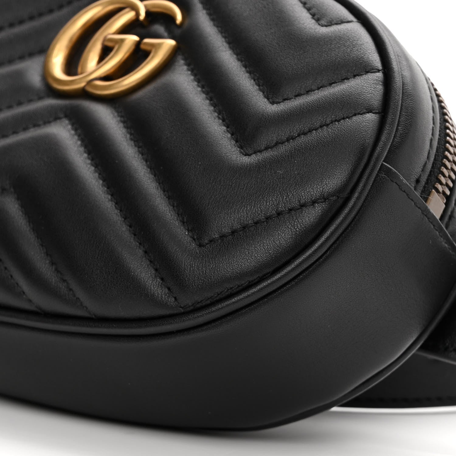 Gucci Calfskin Matelasse GG Marmont Belt Bag 85 34 Black 10 of 10